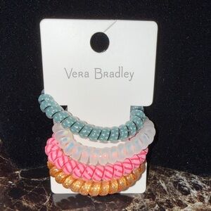 Vera Bradley Pink, Gold, and Green Spiral Hair Elastics